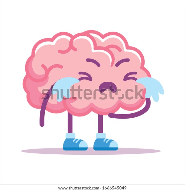 Vector Cute Cartoon Sad Brain Crying Stock Vector (Royalty Free ...