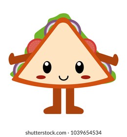 Vector cute cartoon sandwich isolated
