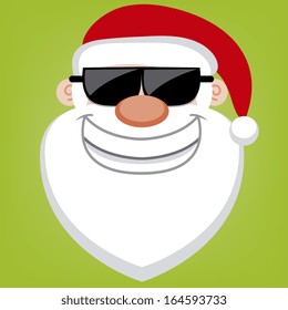 A Vector Cute Cartoon Santa Claus Face With Sunglasses