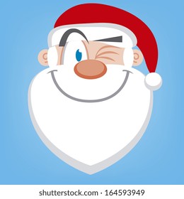 A Vector Cute Cartoon Santa Claus Winking Face