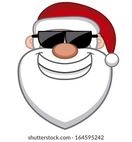 A Vector Cute Cartoon Santa Claus Face With Sunglasses