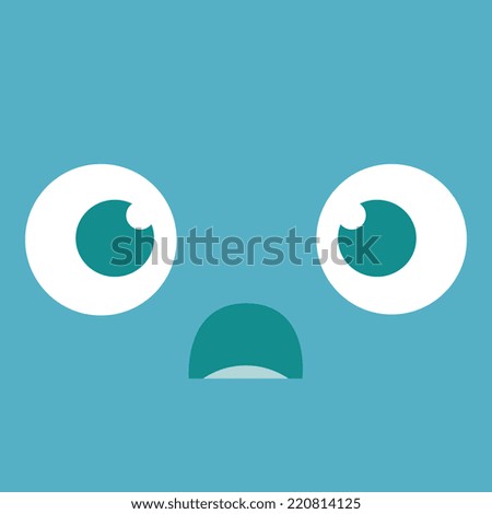 Vector Cute Cartoon Scared Face Editable