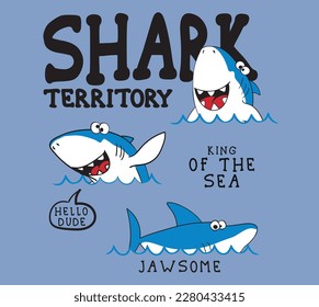 Vector cute cartoon shark characters
