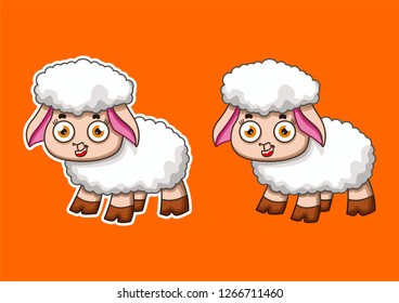 vector of cute cartoon sheep