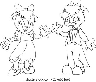 vector Cute cartoon sheep boy and girl