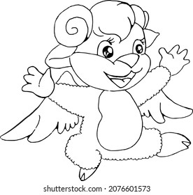 vectorial Cute caricaturista ovino con ala