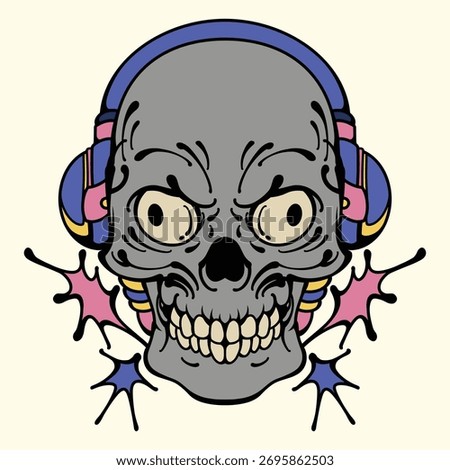 Vector cute cartoon skull illustration design