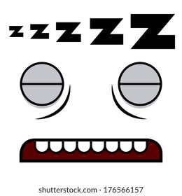 Vector Cute Cartoon Sleeping White Face