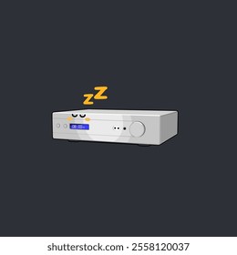 vector cute cartoon sleeping white preamplifier or amplifier