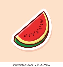 vector cute cartoon of slice watermelon isolated
