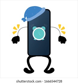 Vector Cute Cartoon Smartphone Morning Alarm Isolated