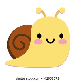 Vector Cute Cartoon Snail Isolated On White Background