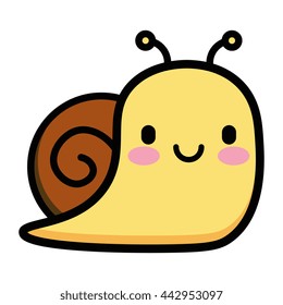 Vector Cute Cartoon Snail Isolated On White Background