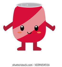 Vector cute cartoon soda can isolated