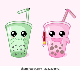 Vektor-süße Cartoon-Softdrink-Charakter mit zwei Geschmacksrichtungen