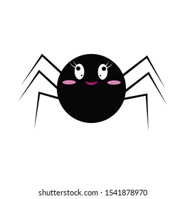 Vector Cute Cartoon Spider Isolated On White Background