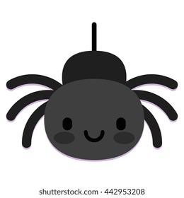 Vector Cute Cartoon Spider Isolated On White Background