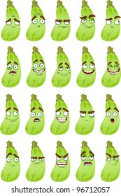 Vector cute cartoon squash smile with many expressions