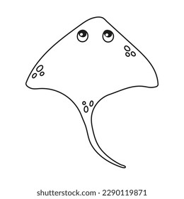 Vector cute cartoon stingray in flat style. Isolated illustration of sea animal character