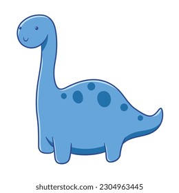 Vector of cute cartoon style blue brontosaurus dinosaur character it has long neck and smile face