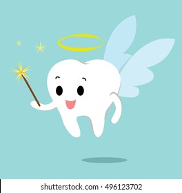 Vector of cute cartoon of tooth fairy 
