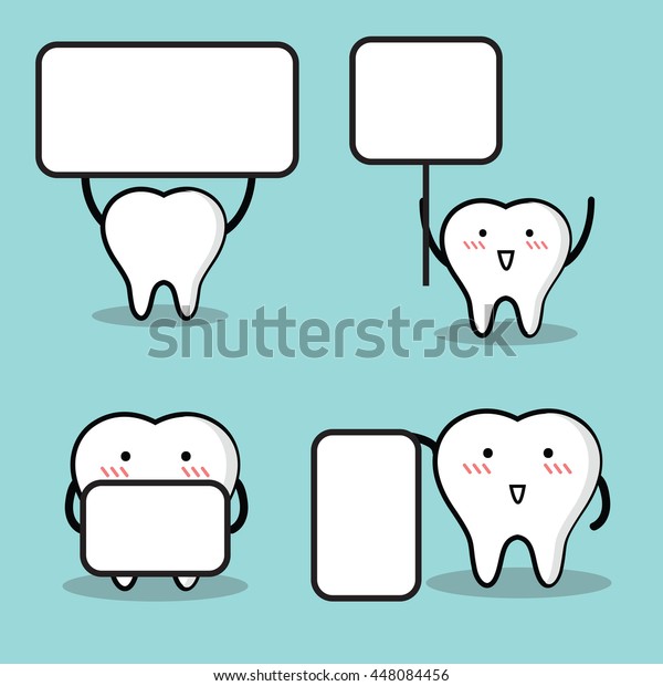 Vector Cute Cartoon Tooth Holding Blank Stock Vector (Royalty Free ...
