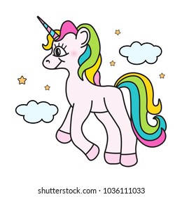 Vector cute cartoon unicorn