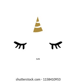 Vector cute cartoon unicorn face elements. Nursery magical print, poster, card, t-shirt and other.