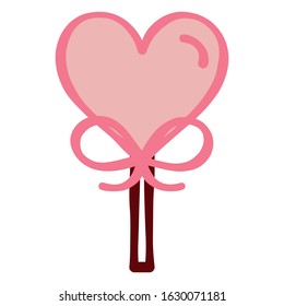 Vector Cute Cartoon Valentine Heart Lollipop Isolated