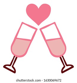 Vector Cute Cartoon Valentine's Glasses Isolated
