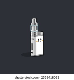 Vector cute cartoon vape or white e-cigarette who is relaxed and happy