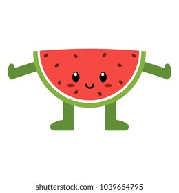 Vector cute cartoon watermelon isolated