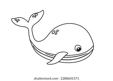 La ballena de dibujos animados vectorial en estilo plano. Ilustración aislada del carácter de animal marino
