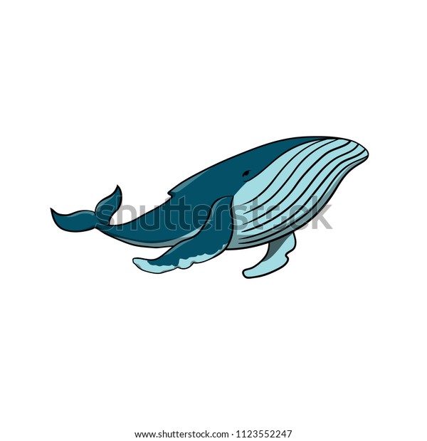 Vector Cute Cartoon Whale On White Stock Vector (royalty Free 