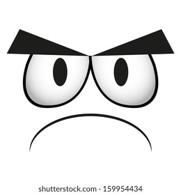 A Vector Cute Cartoon White Angry Face