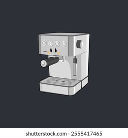 vector cute cartoon white coffee maker espresso coffee machine ready to use