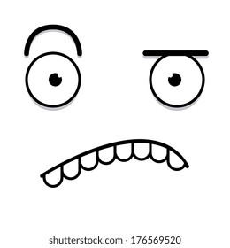 Vector Cute Cartoon White Confused Face 