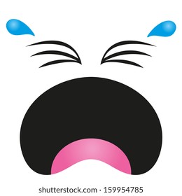 A Vector Cute Cartoon White Crying Face