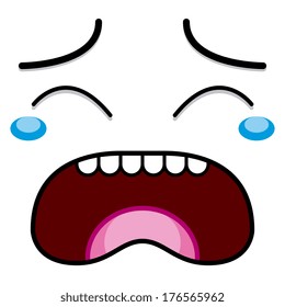 Vector Cute Cartoon White Crying Face 