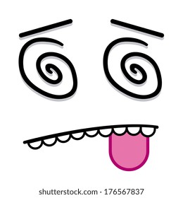 Vector Cute Cartoon White Dizzy Face 