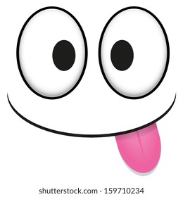 A Vector Cute Cartoon White Face With Tongue Out