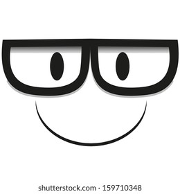 A Vector Cute Cartoon White Face With Glasses