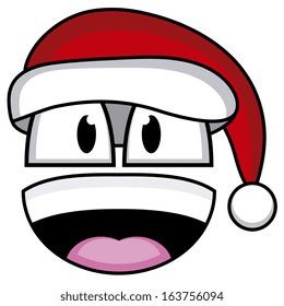 A Vector Cute Cartoon White Face With Santa Claus Hat