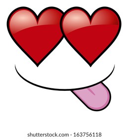 A Vector Cute Cartoon White Face In Love