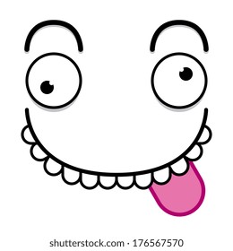 Vector Cute Cartoon White Face With Tongue Out