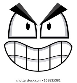 A Vector Cute Cartoon White Furious Face