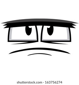 A Vector Cute Cartoon White Grumpy Face