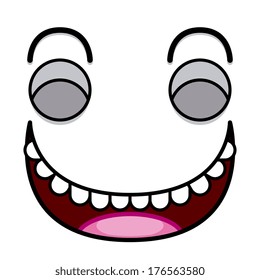 Vector Cute Cartoon White Laughing Face