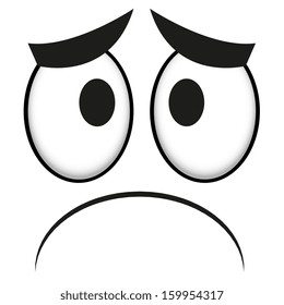 A Vector Cute Cartoon White Sad Face