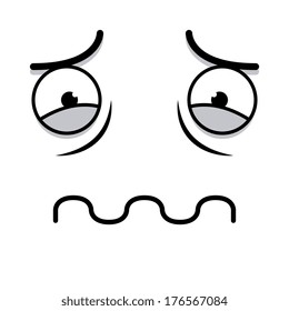 Vector Cute Cartoon White Sick Face 